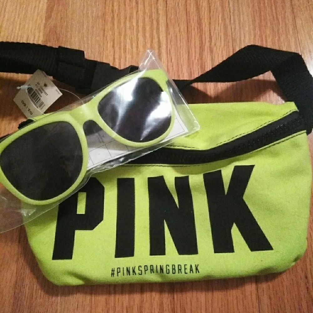 Victoria's secret pink bag and sunglasses